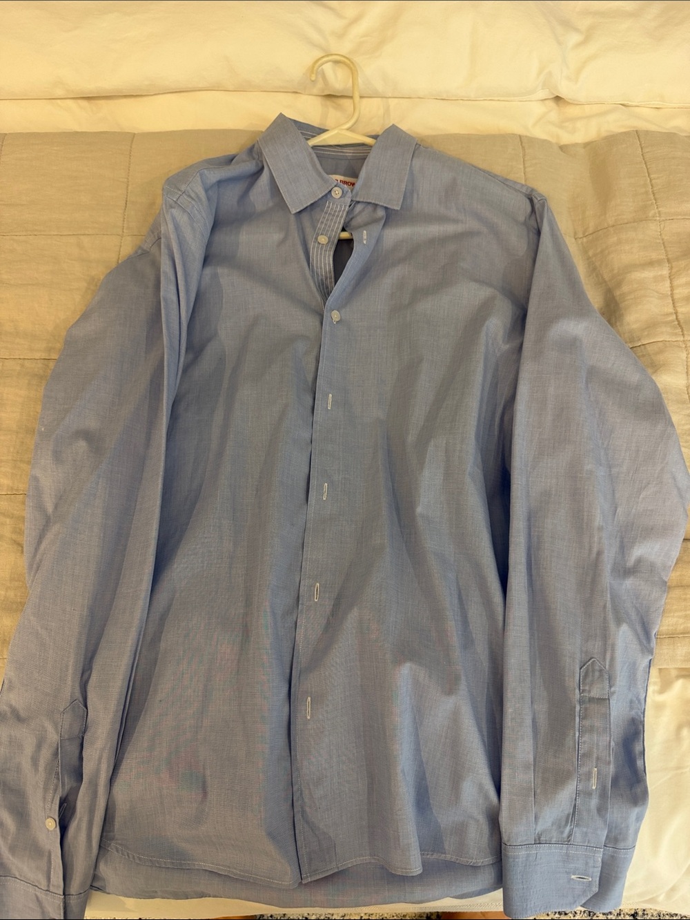 Orlebar Brown Giles Chain 100% Cotton Button-Up Shirt Light Blue XL